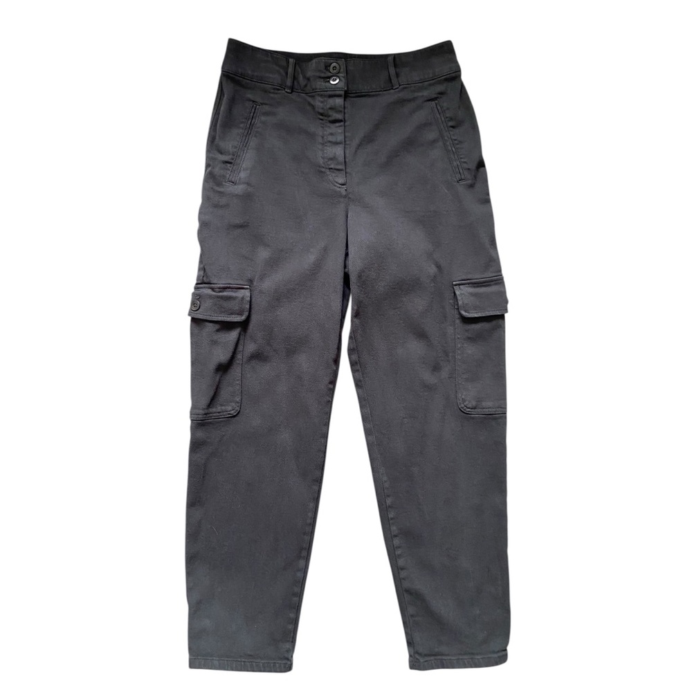 Aritzia Wilfred Free Modern Cargo Pants Black Cotton Twill  12 High Rise Tapered